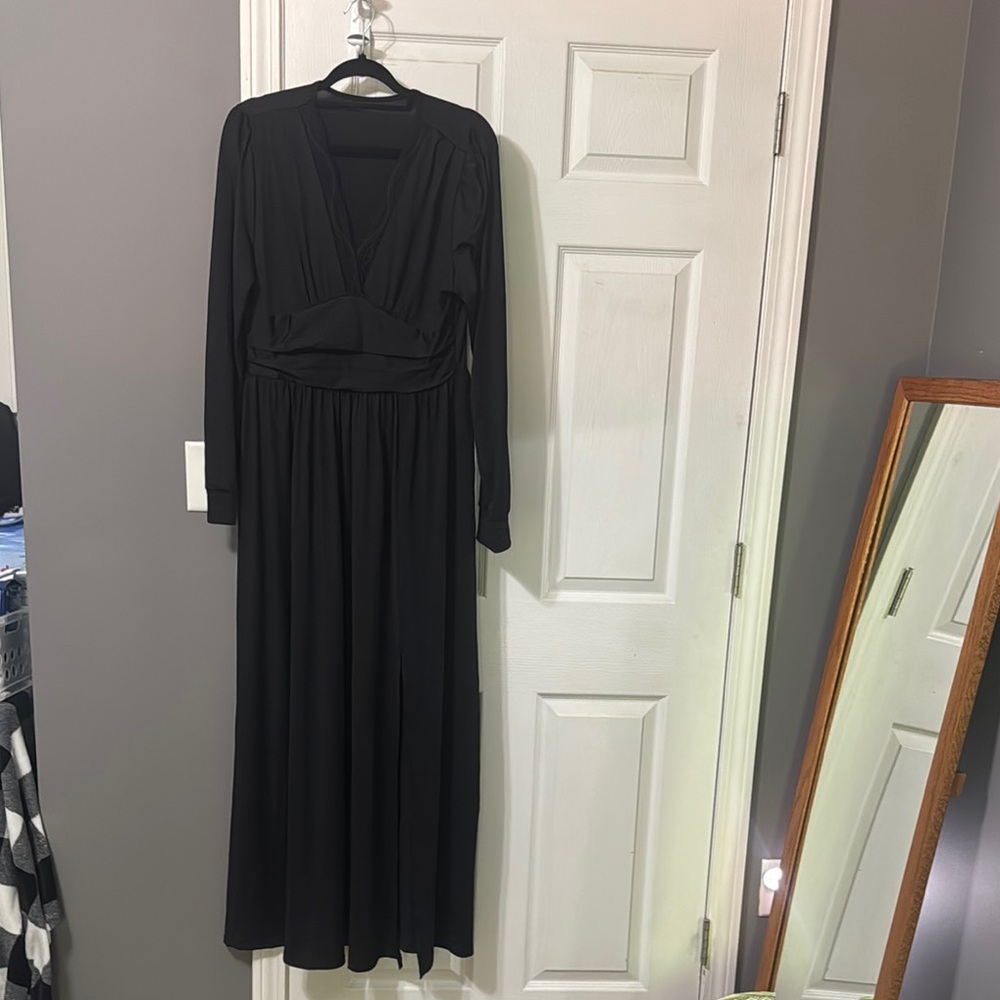 SHEIN Black Long Sleeve Maxi Dress